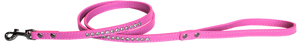 Clear jewel pet leash 1/2" wide x 4' long Bright Pink